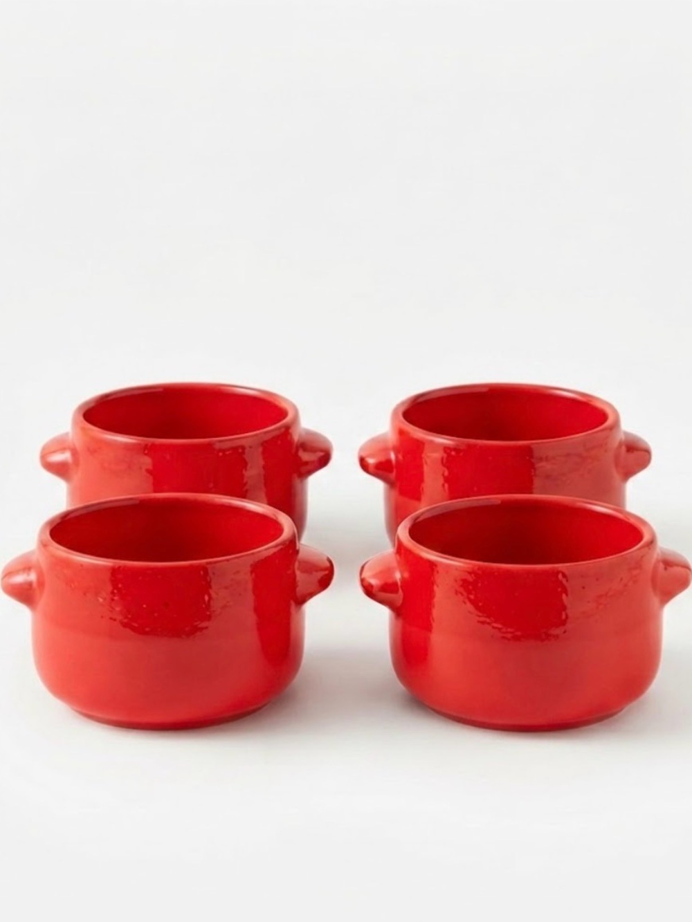 Set of 4 Vintage Red Ceramic MCM Gerz Soup Bowls